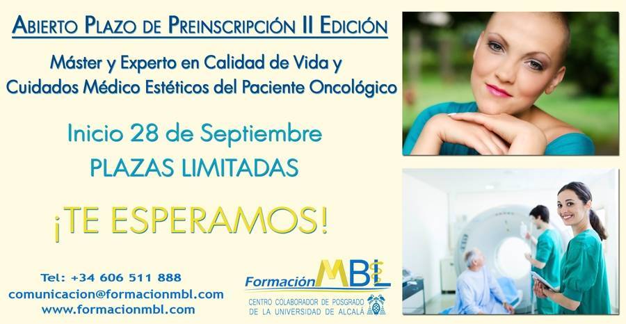 Últimos días para inscribirse en el Máster y Experto en Cuidados Médico-Estéticos del Paciente Oncológico. Especialízate en un campo médico con mucho futuro.